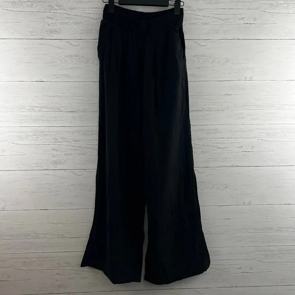Aerie Black Medium Lightweight Split Hem Pull On Pants Size M - Picture 1 of 6